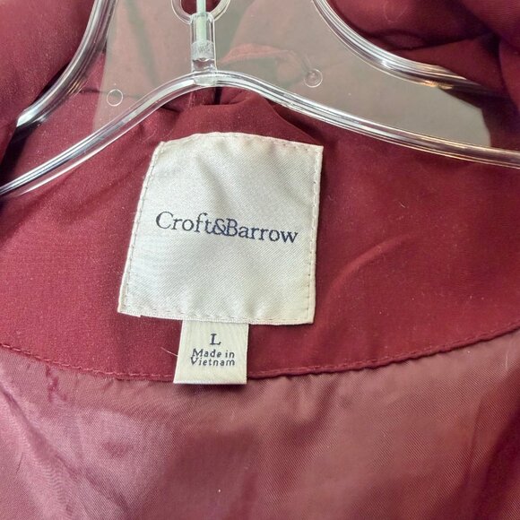 Croft & Barrow Women’s Coat Lg Maroon Parka Removable Hood Zip Snap Front - Picture 8 of 11